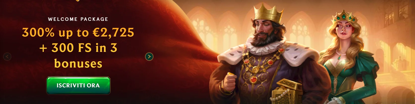 welcome package up to 2725 euro 300 free spins